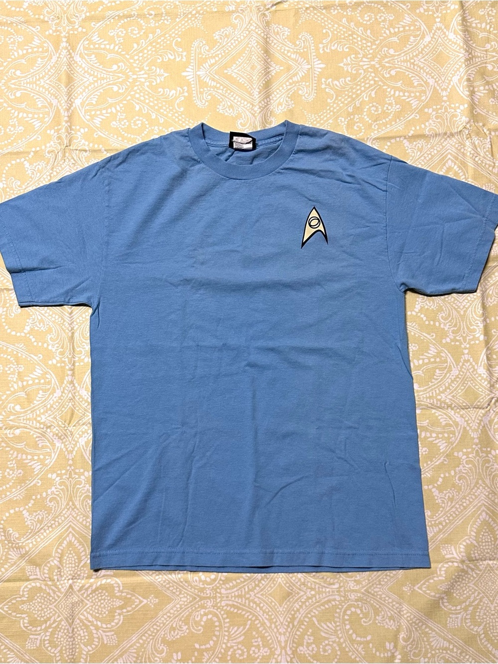 Alstyle Light Blue Short Sleeve Tee with Small Chest Emblem